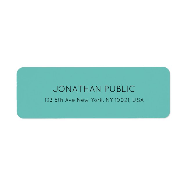 Personalized Light Teal Blue Green Return Address (Front)
