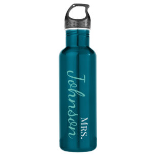 Personalized Light Teal Calligraphy School Teacher 710 Ml Water Bottle