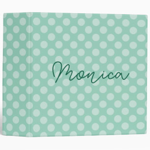 Personalized Light Teal Polka Dot Binder