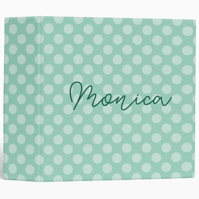 Personalized Light Teal Polka Dot Binder (Front/Spine)