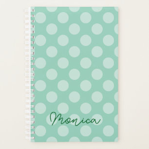 Personalized Light Teal Polka Dot Planner