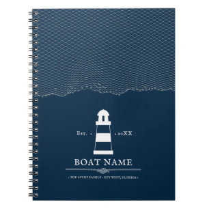 Personalized lighthouse Boat Nautical Blue  Notebook