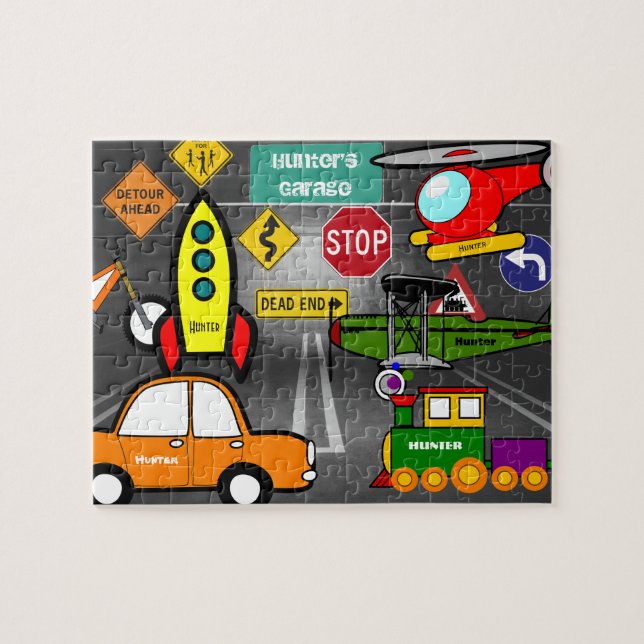 Personalized Lil Child's Dream Garage Jigsaw Puzzle (Horizontal)