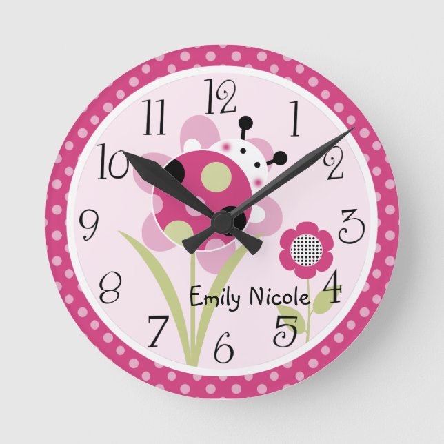 Personalized Lil Little Ladybug Nursery Clock (Front)