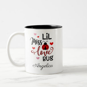 Personalized Lil Miss Love Bug Two-Tone Coffee Mug