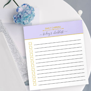 Personalized Lilac and Gold To Do List Checklist Notepad