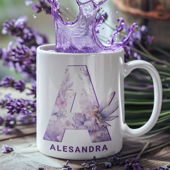 Personalized Lilac Fairy Monogram A Coffee Mug (Personalized Lilac Fairy Monogram A Coffee Mug)