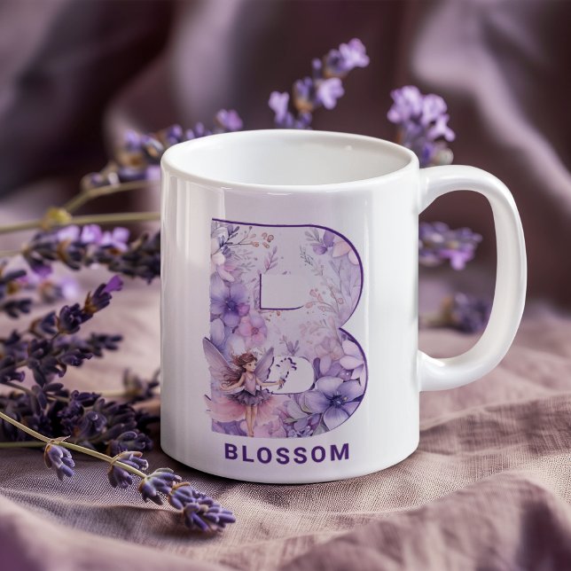 Personalized Lilac Fairy Monogram B Coffee Mug (Personalized Lilac Fairy Monogram B Coffee Mug)