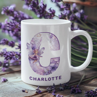 Personalized Lilac Fairy Monogram C Coffee Mug