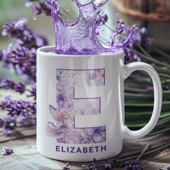 Personalized Lilac Fairy Monogram E Coffee Mug (Personalized Lilac Fairy Monogram E Coffee Mug)