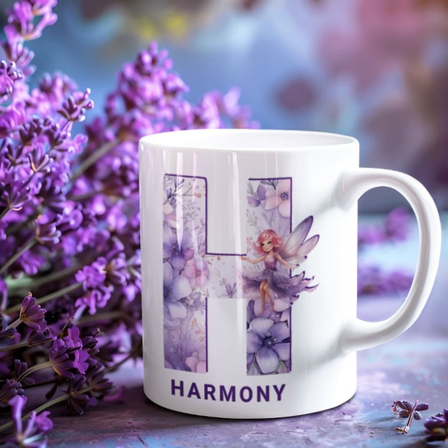 Personalized Lilac Fairy Monogram H Coffee Mug (Personalized Lilac Fairy Monogram H Coffee Mug)