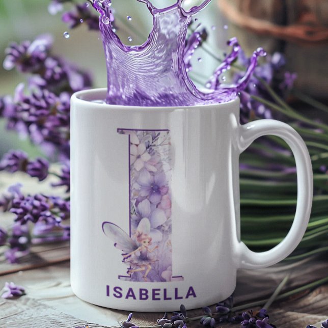 Personalized Lilac Fairy Monogram I Coffee Mug (Personalized Lilac Fairy Monogram I Coffee Mug)