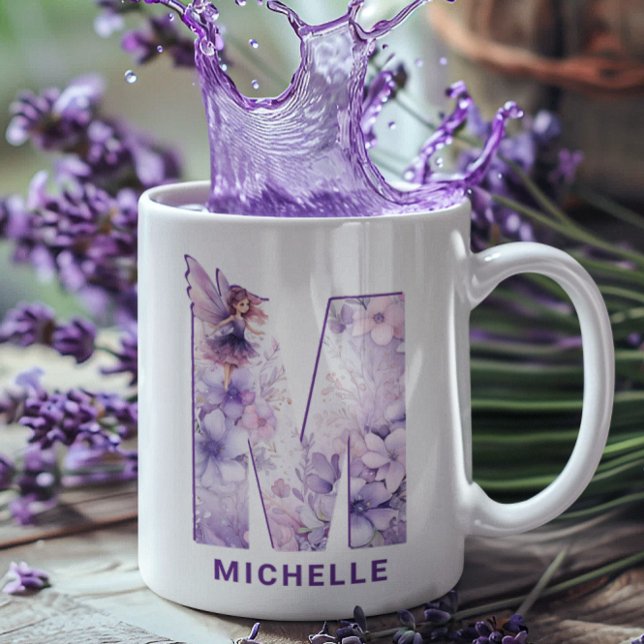Personalized Lilac Fairy Monogram M Coffee Mug (Personalized Lilac Fairy Monogram M Coffee Mug)