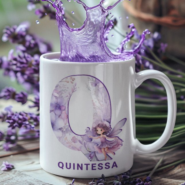 Personalized Lilac Fairy Monogram Q Coffee Mug (Personalized Lilac Fairy Monogram Q Coffee Mug)