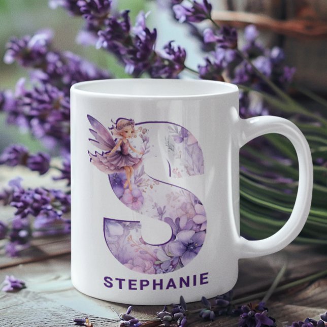 Personalized Lilac Fairy Monogram S Coffee Mug (Personalized Lilac Fairy Monogram S Coffee Mug)