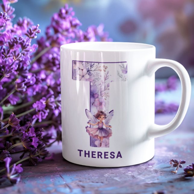 Personalized Lilac Fairy Monogram T Coffee Mug (Personalized Lilac Fairy Monogram T Coffee Mug)