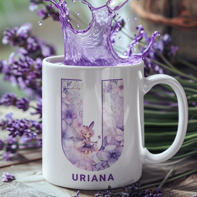 Personalized Lilac Fairy Monogram U Coffee Mug (Personalized Lilac Fairy Monogram U Coffee Mug)