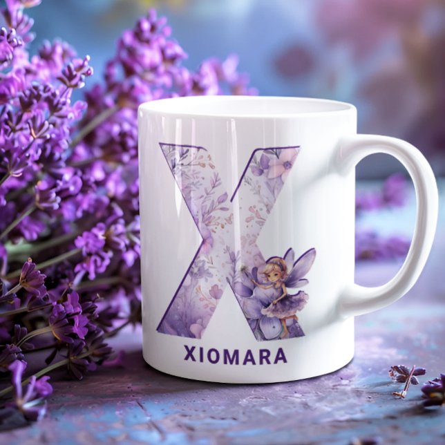 Personalized Lilac Fairy Monogram X Coffee Mug (Personalized Lilac Fairy Monogram X Coffee Mug)
