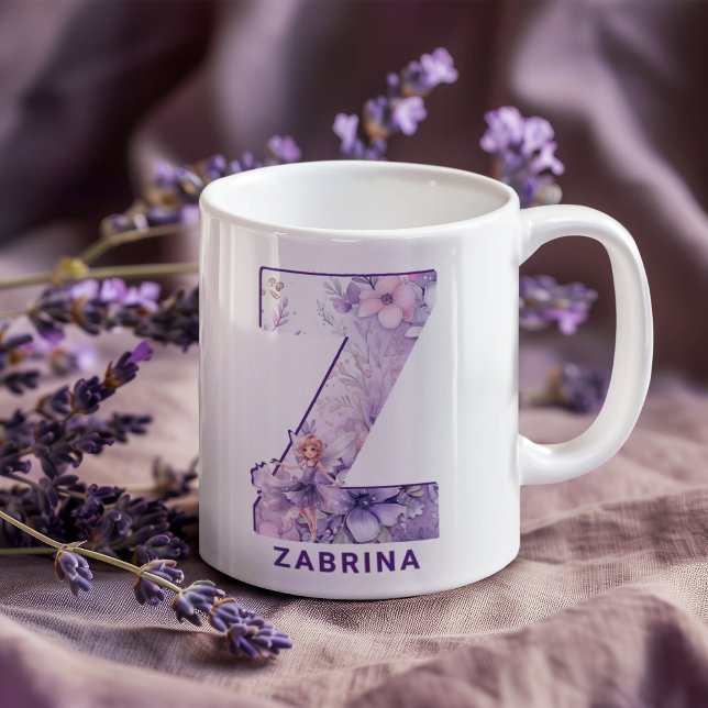Personalized Lilac Fairy Monogram Z Coffee Mug (Personalized Lilac Fairy Monogram Z Coffee Mug)