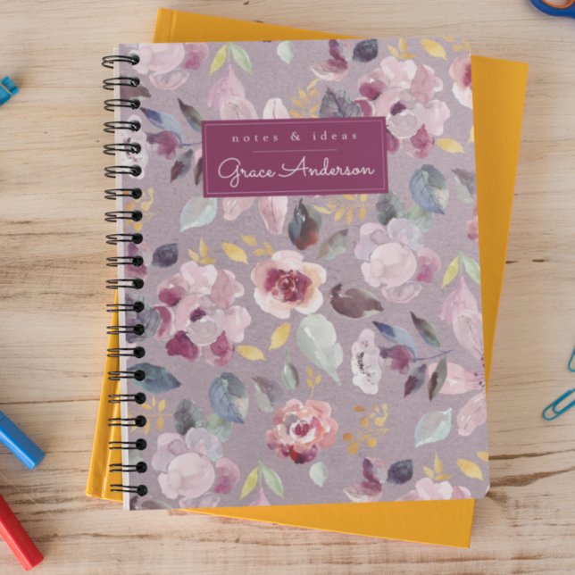Personalized Lilac Floral Pattern Notebook (Creator Uploaded)