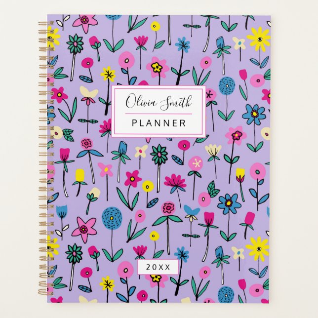 Personalized Lilac Flower Garden Pattern Planner (Front)