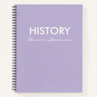 Personalized Lilac Lavender History Class Notebook