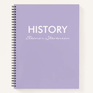 Personalized Lilac Lavender History Class Notebook