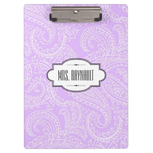 Personalized Lilac Paisley Clipboard