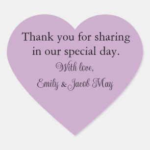 Personalized Lilac Wedding Heart Sticker