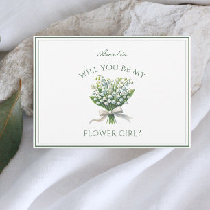 Personalized Lily of the Valley Bow Flower Girl Card