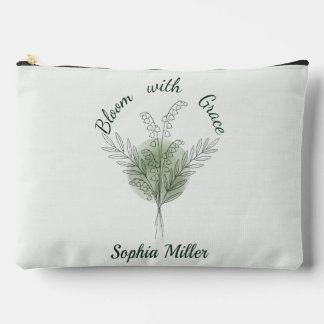 Personalized Lily of the Valley Custom Floral Name Accessory Pouch