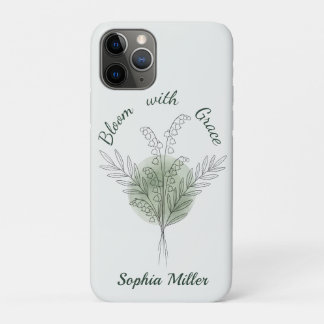Personalized Lily of the Valley Custom Floral Name iPhone 11 Pro Case