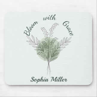 Personalized Lily of the Valley Custom Floral Name Mouse Pad