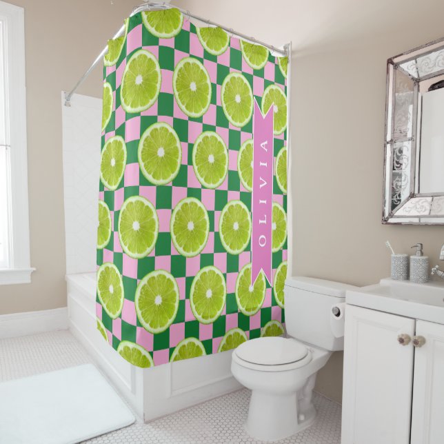 Personalized Lime Gingham Citrus Custom Name (In Situ)