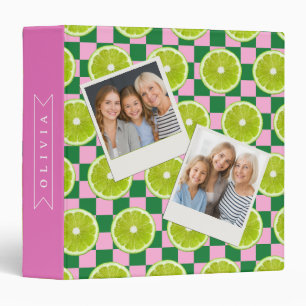 Personalized Lime Gingham Citrus Custom Name Binder