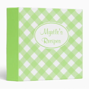 Personalized Lime Gingham Recipe Binder