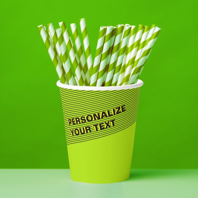 Personalized Lime Green Abstract Modern Neon Party Paper Cups (Creator Uploaded)