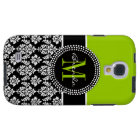 Personalized Lime Green Black Damask Case