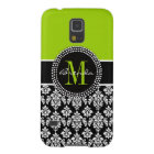 Personalized Lime Green Black Damask Case
