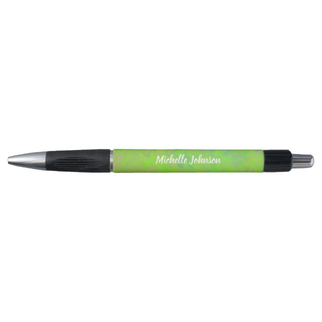 Personalized Lime Green Marbled Art Pen (Front)