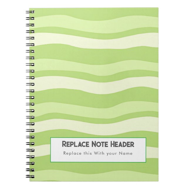 Personalized Lime Green Wave Patterned  Notebook (Front)