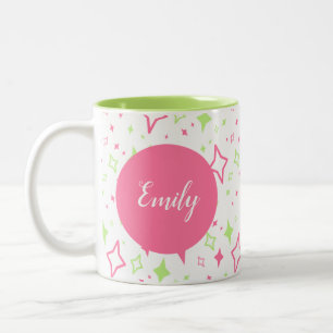 Personalized Lime Pink Mug with Stars