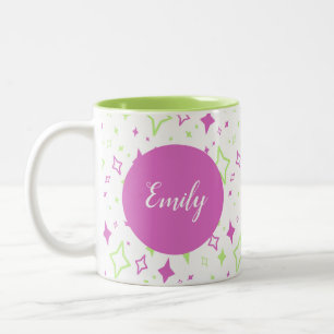 Personalized Lime Purple Mug with Stars