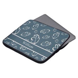 Personalized Line Art Leaf Design Laptop Sleeve