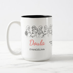 Personalized Line Art Midwife Doula Two-Tone Coffee Mug