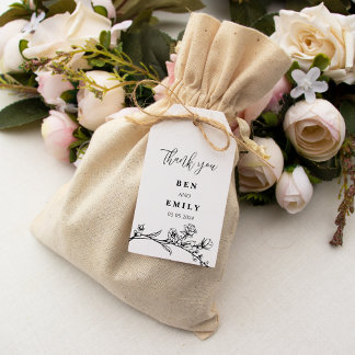 Personalized line drawing flower minimalist gift tags