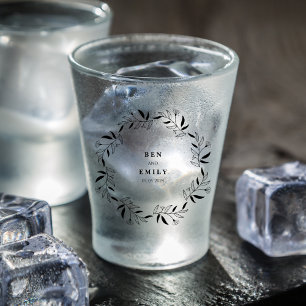 Personalized line drawing flower minimalist shot glass