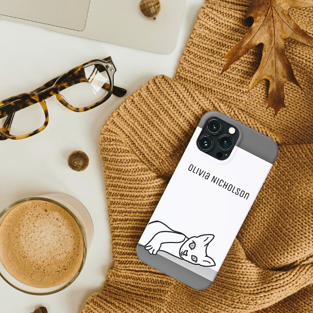 Personalized Line Drawing Kitty Cat iPhone Case (Creator Uploaded)