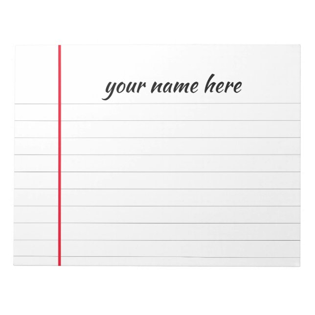 Personalized Lined Notepad (Front)