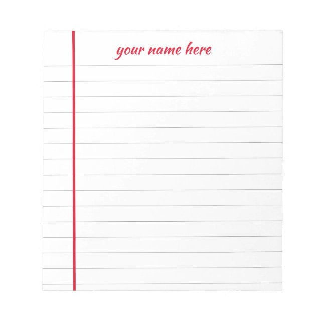 Personalized Lined Notepad (Front)